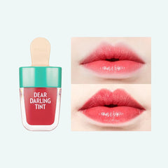 korean lip tint, water gel lip tint, rd307 ice cream tint, long lasting lip tint, etude house dear darling, k beauty lip tint, natural lip stain, gradient lip makeup, red lip tint korea - Makeup Stash Pakistan