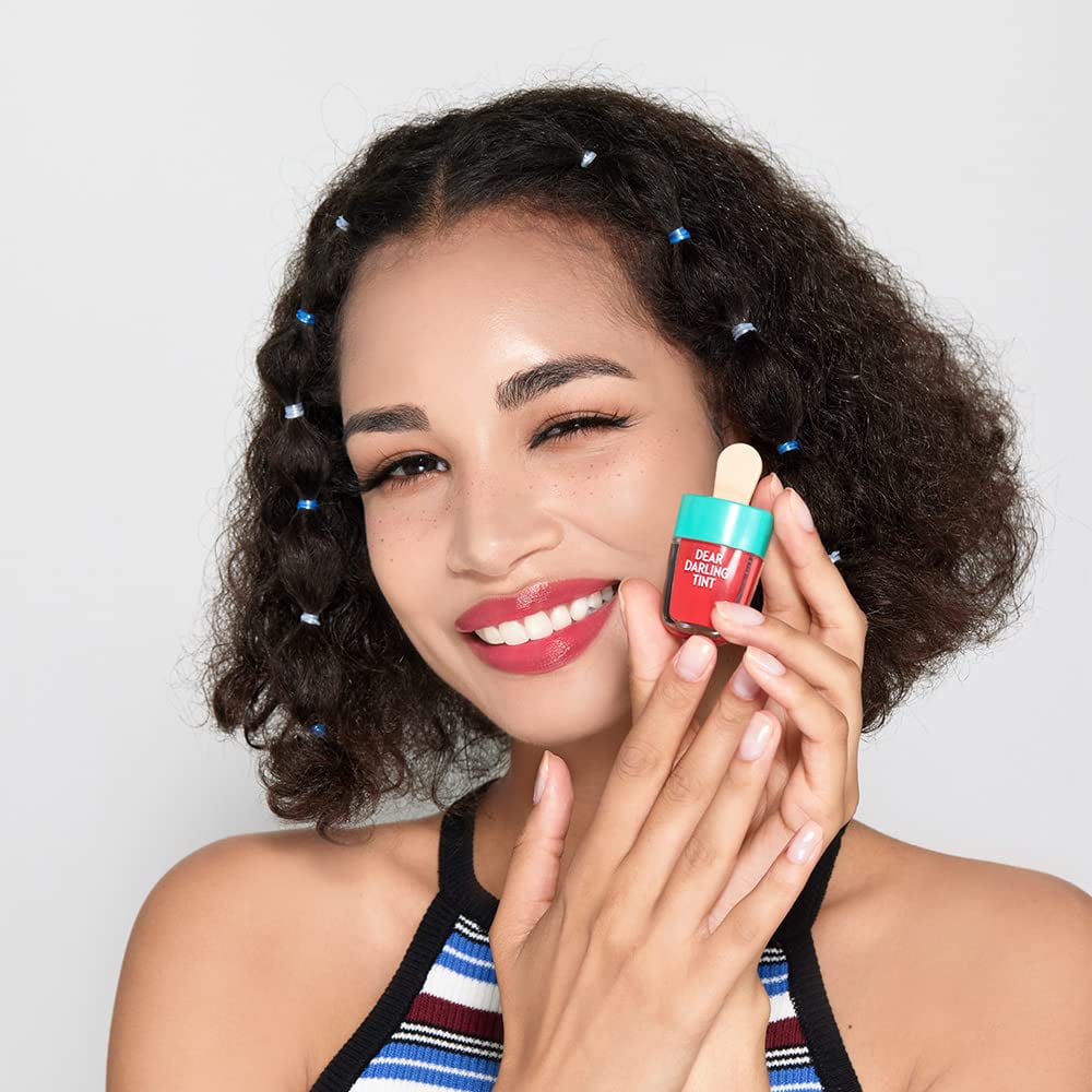 korean lip tint, water gel lip tint, rd307 ice cream tint, long lasting lip tint, etude house dear darling, k beauty lip tint, natural lip stain, gradient lip makeup, red lip tint korea - Makeup Stash Pakistan
