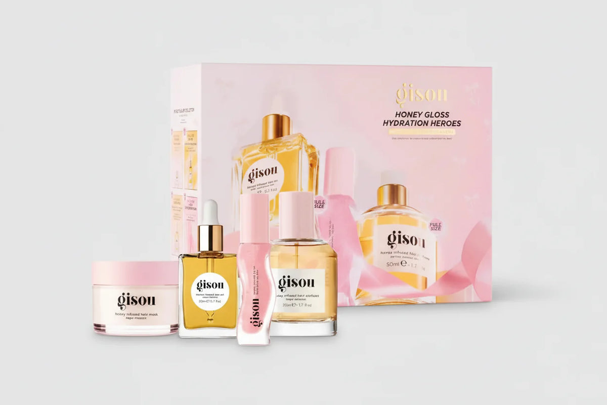 Gisou Honey Gloss Hydration Heroes Set – Luxury Honey Infused Hair & Lip Care Gift Set