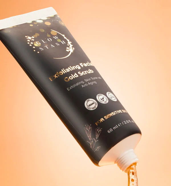 GlowStash Exfoliating Facial Gold Scrub - Makeup Stash Pakistan