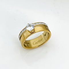 Gold plated ring, statement ring women, crystal ring, luxury inspired ring, center stone ring, pavé crystal ring, elegant women's ring, fashion jewelry, gold statement ring, sparkling crystal ring - Makeupstashpk