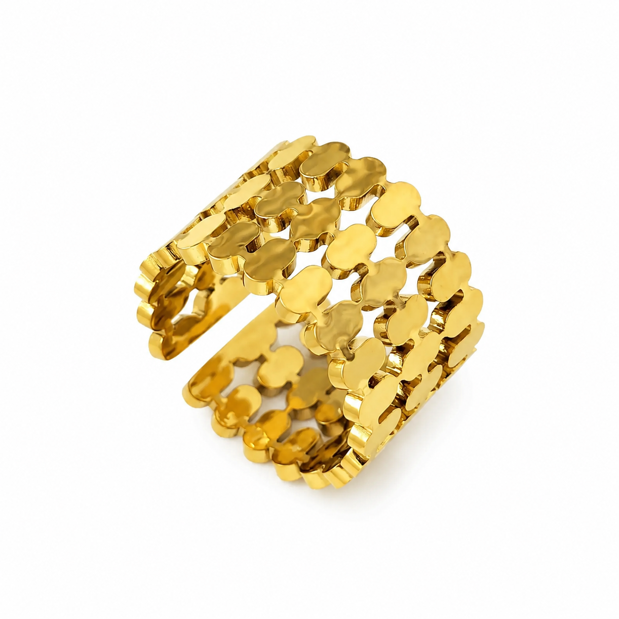 gold plated ring, stainless steel ring, adjustable ring, geometric ring, minimalist ring, women's jewelry, fashion ring, stackable ring, statement ring, gold ring, trendy jewelry, tarnish resistant ring, hypoallergenic jewelry, modern ring - Makeupstashpk