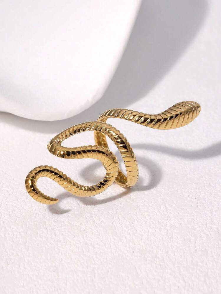 Snake ring, gold snake ring, serpent ring, coiled snake ring, wrap around ring, gold plated ring, stainless steel ring, statement ring women, serpent jewelry, snake jewelry women, adjustable snake ring, fashion ring, bold jewelry, luxury inspired ring, women's accessories - Makeupstashpk