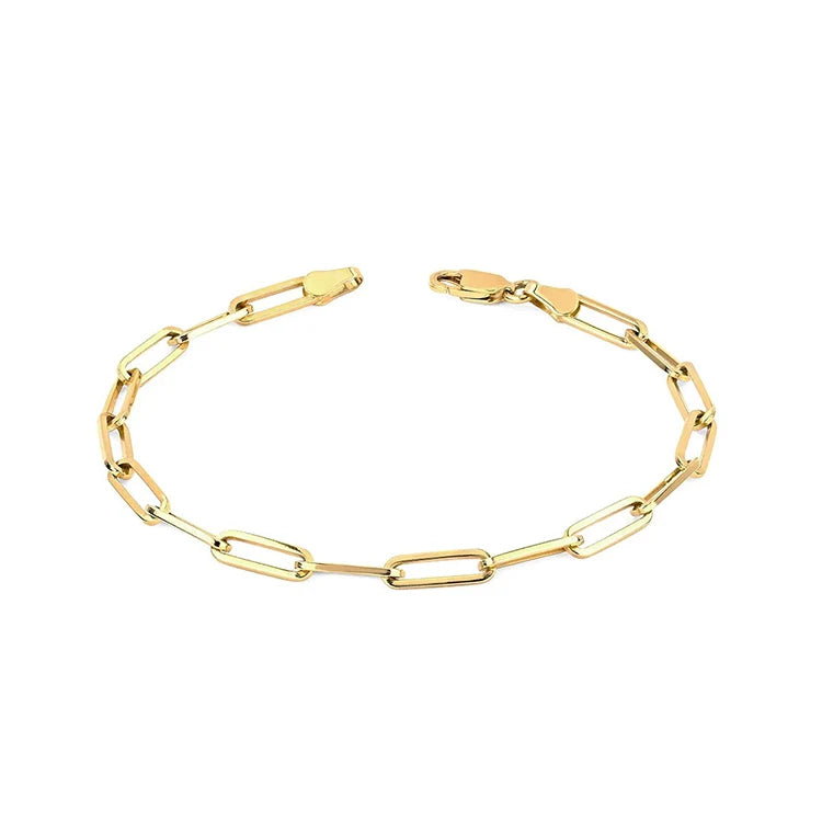 gold bracelet, gold paperclip bracelet, paperclip chain, paperclip chain bracelet, gold chain bracelet, gold link bracelet, oval link bracelet, elongated oval links, minimalist bracelet, minimalist jewelry, gold jewelry, womens bracelet, womens jewelry, chain jewelry - Makeupstashpk