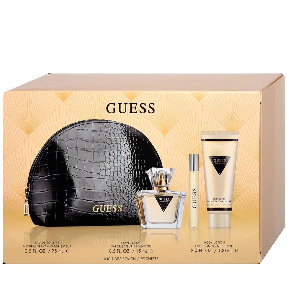 Guess Seductive Women Edt 4S Set (75Ml+100Ml Lotion+15Ml+Pouch) - Makeup Stash Pakistan