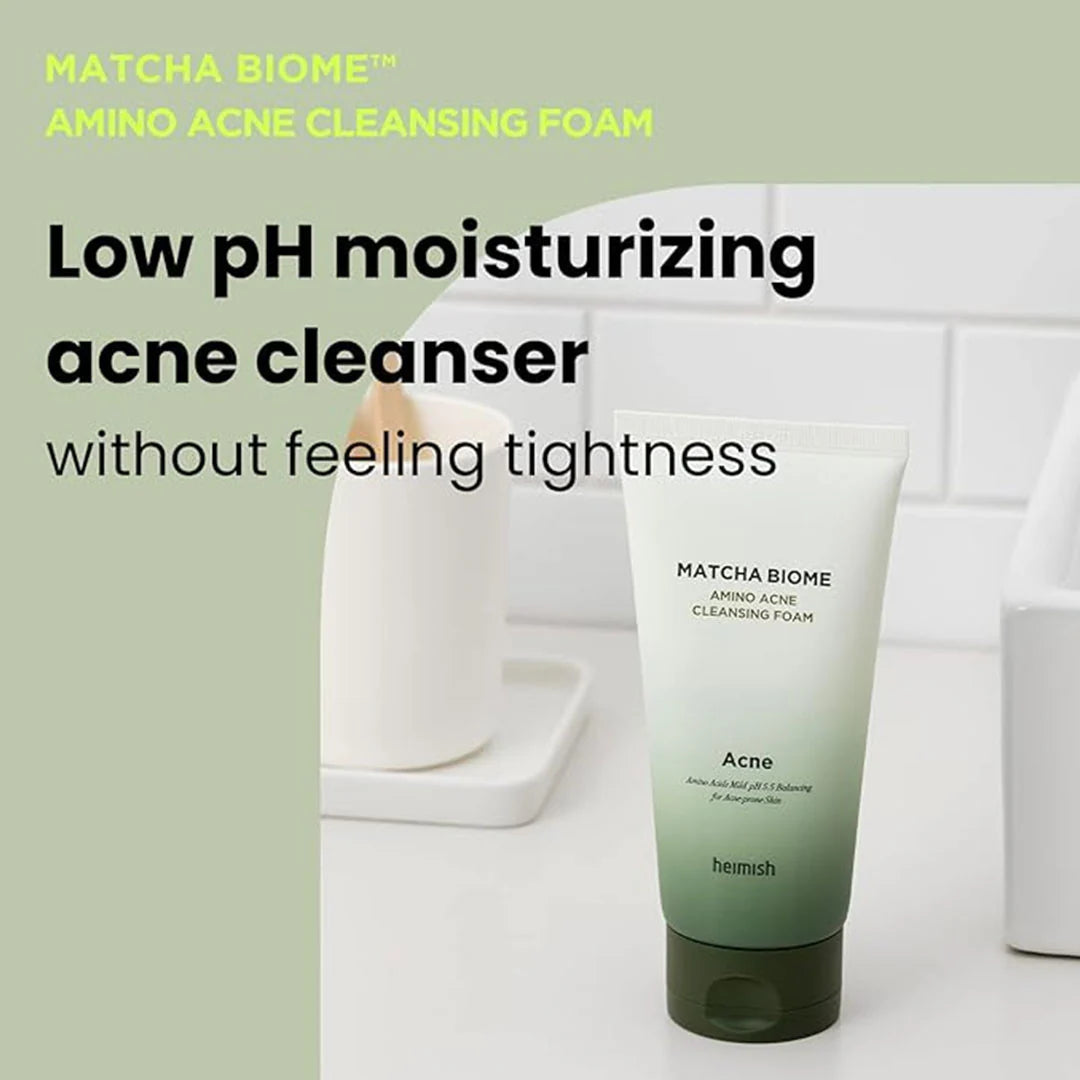 Heimish Matcha Biome, Matcha Biome Amino Acne Cleansing Foam, Heimish Face Wash, Acne Cleansing Foam, Korean Cleanser, Korean Face Wash, Matcha Cleanser, Amino Acid Cleanser, Acne Care Cleanser, Gentle Facial Cleanser, Sensitive Skin Face Wash, Oily Skin Cleanser, Deep Cleansing Foam, Pore Cleansing Face Wash, -Makeup Stash Pakistan