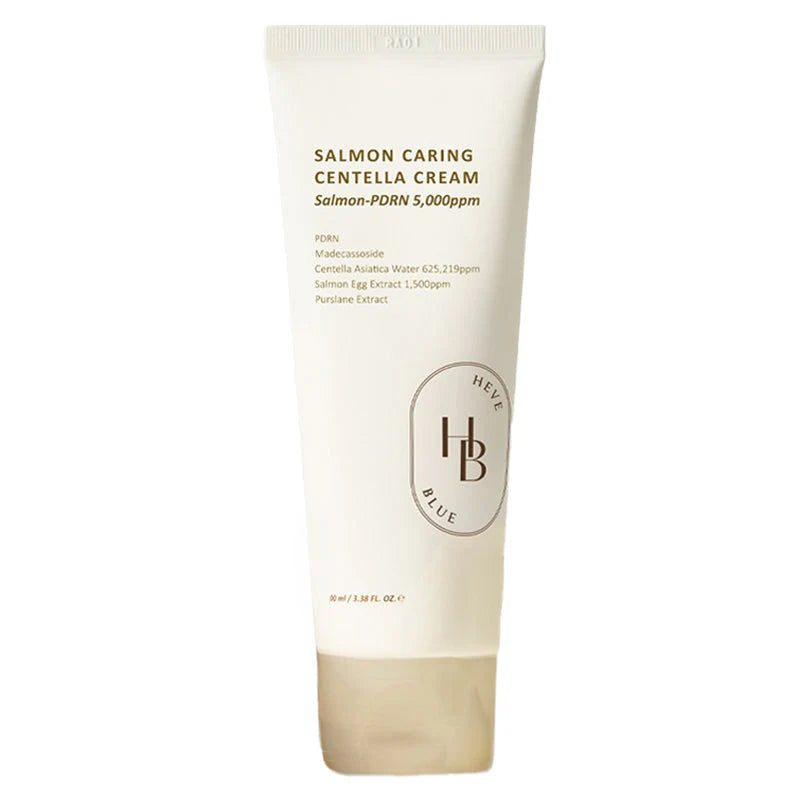 Salmon Caring Centella Cream, Salmon PDRN Cream, Heveblue Salmon Caring Cream, Centella Cream, Korean Moisturizer, Korean Face Cream, Barrier Repair Cream, Hydrating Face Cream, Sensitive Skin Moisturizer, Centella Asiatica Cream, PDRN Cream, Salmon DNA Cream, Skin Repair Cream, Soothing Face Cream, Anti Aging Moisturizer - Makeupstash
