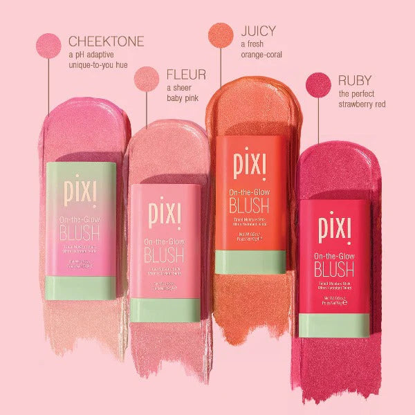 Pixi blush, Pixi On The Glow Blush Ruby, cream blush stick, hydrating blush, dewy blush stick, rosy red blush, glow blush, Pixi beauty products, multi use blush stick, natural glow makeup, cream cheek tint, lightweight blush, travel makeup stick, radiant skin makeup, blush balm - Makeupstashpk