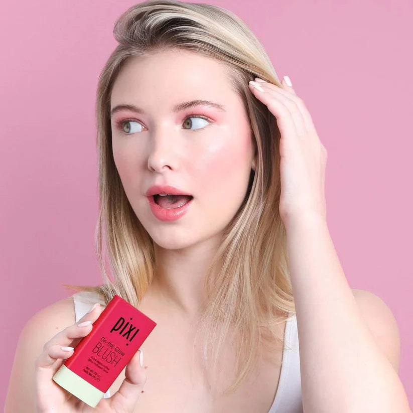 Pixi blush, Pixi On The Glow Blush Ruby, cream blush stick, hydrating blush, dewy blush stick, rosy red blush, glow blush, Pixi beauty products, multi use blush stick, natural glow makeup, cream cheek tint, lightweight blush, travel makeup stick, radiant skin makeup, blush balm - Makeupstashpk