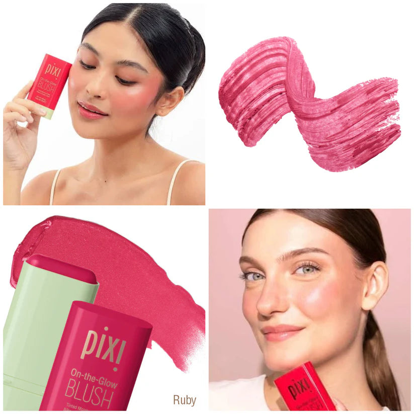 Pixi blush, Pixi On The Glow Blush Ruby, cream blush stick, hydrating blush, dewy blush stick, rosy red blush, glow blush, Pixi beauty products, multi use blush stick, natural glow makeup, cream cheek tint, lightweight blush, travel makeup stick, radiant skin makeup, blush balm - Makeupstashpk