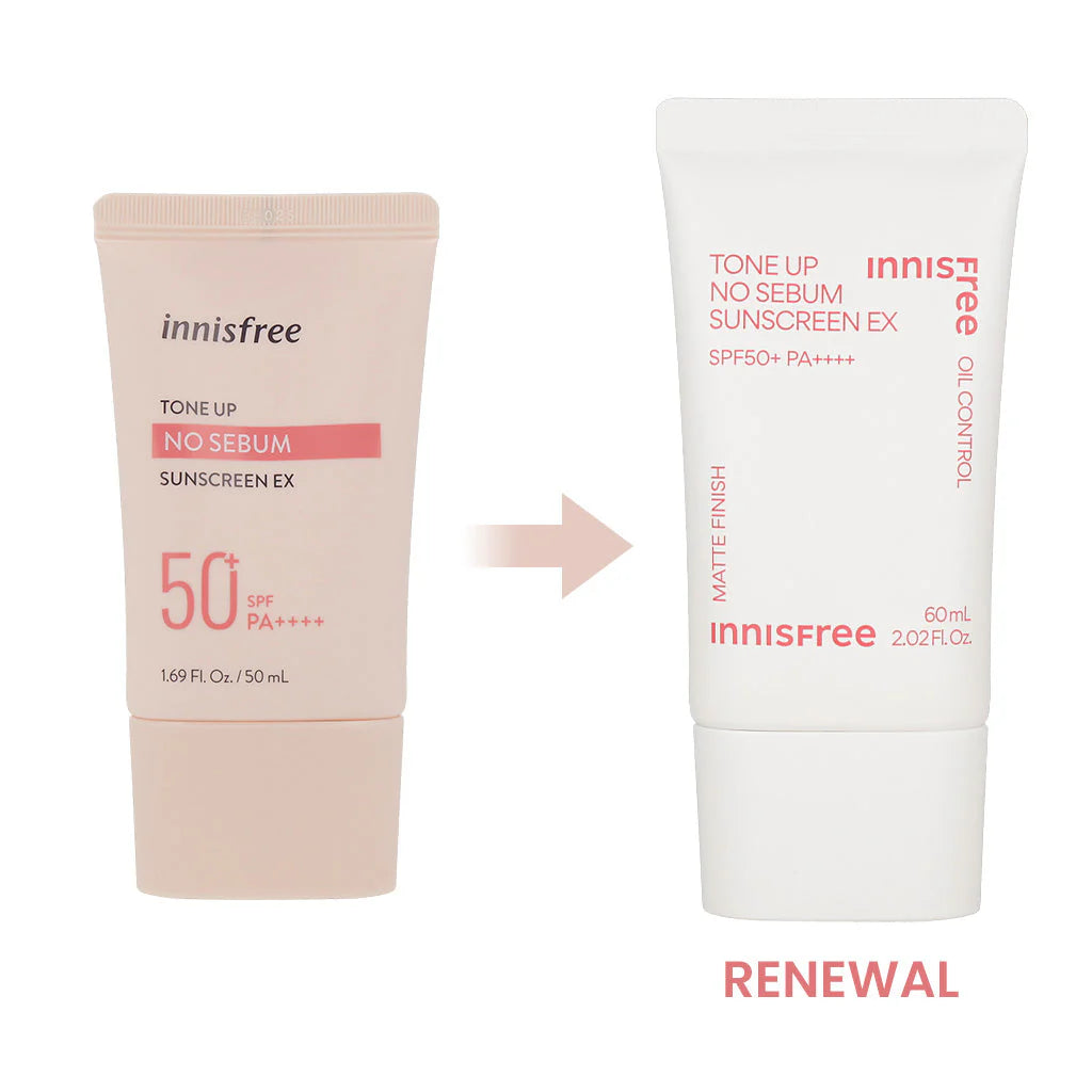 Innisfree - Tone-Up No Sebum Sunscreen Ex SPF50+ PA++++ 60ml - Makeup Stash Paakistan
