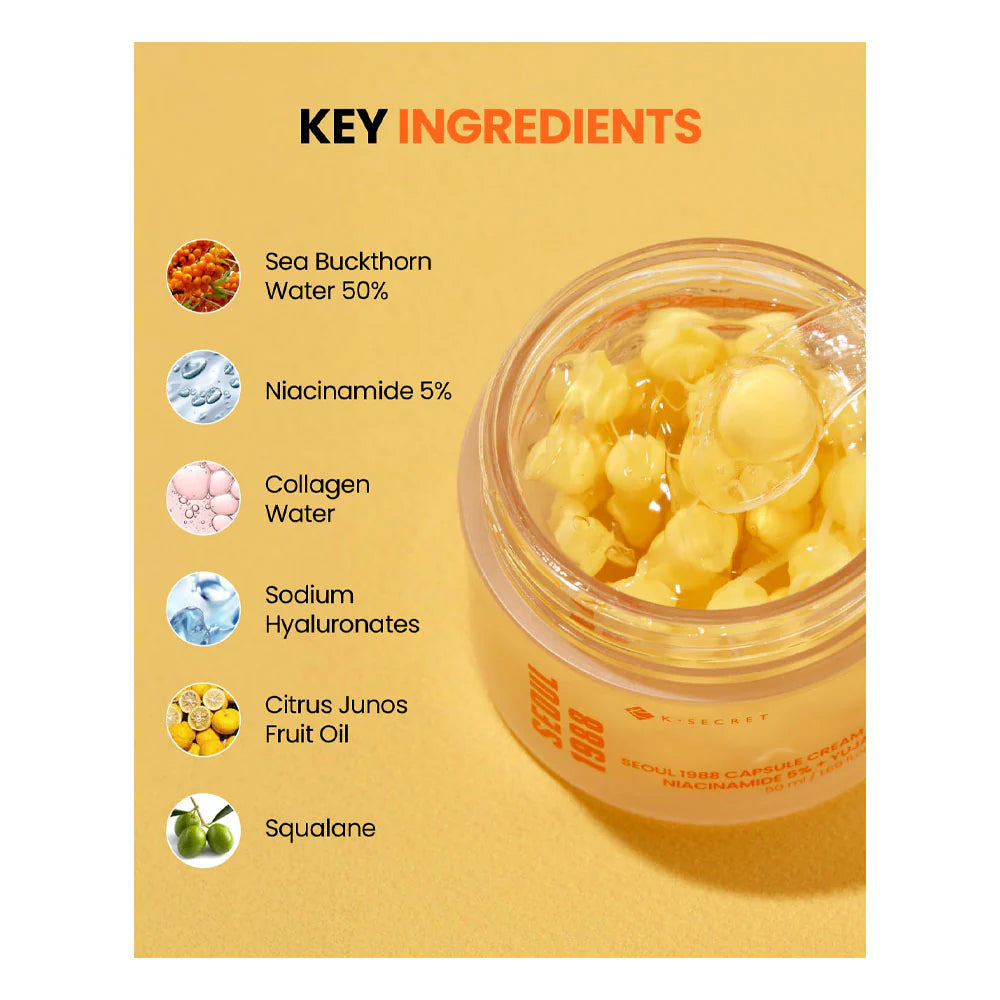 K-Secret - Seoul 1988 Capsule Cream: Niacinamide 5%+Yuja 50ml - Makeup Stash Pakistan