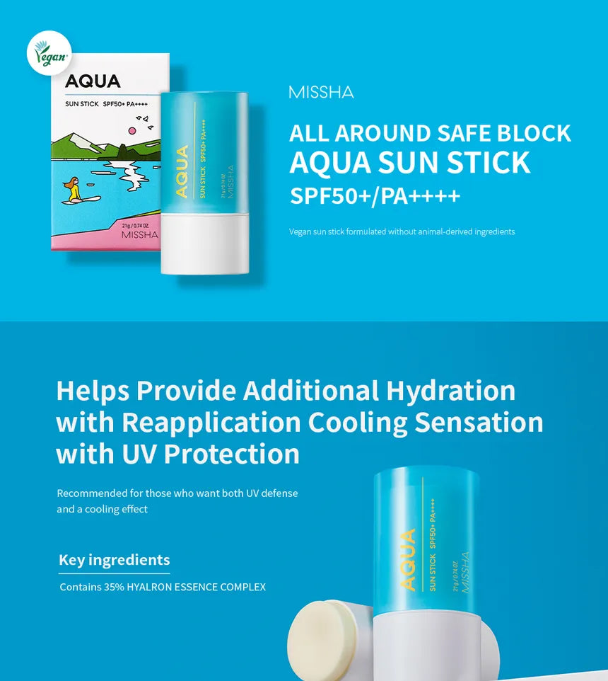 Missha - Aqua Sun stick SPF50+++PA+++ 21g - Makeup Stash  Pakistan