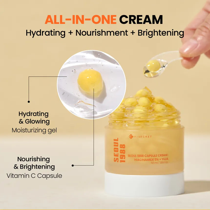 K-Secret - Seoul 1988 Capsule Cream: Niacinamide 5%+Yuja 50ml - Makeup Stash Pakistan