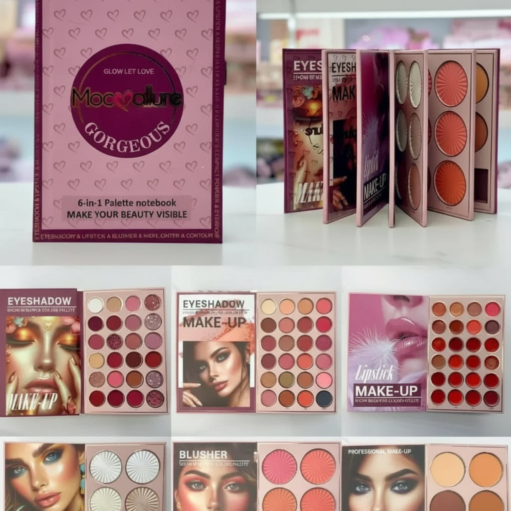 makeup palette notebook, all in one makeup kit, eyeshadow blush highlighter palette, travel makeup kit, compact makeup palette, multi use makeup palette, beginner makeup kit, beauty palette set, affordable makeup kit, professional makeup palette - Makeup Stash Pakistan