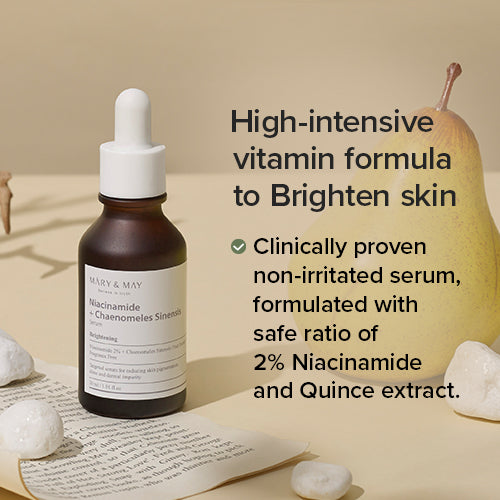 Mary & May - Niacinamide + Chaenomeles Sinensis Brightening Serum 30ml - Makeup Stash Pkistan