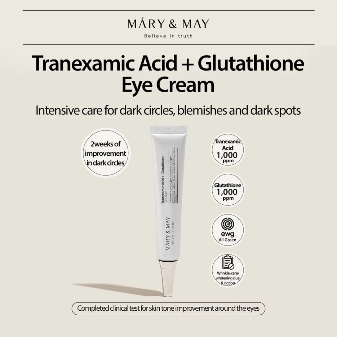 Mary & May - Tranexamic Acid+ Glutathion Eye Cream 30ml - Makeup Stash Pakistan