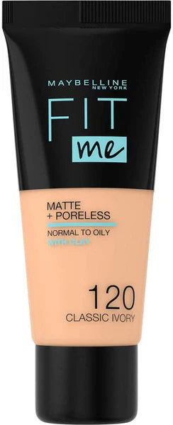 Maybelline new york fit me matte +poreless 120classic ivory 30ml - Makeup Stash Pakistan