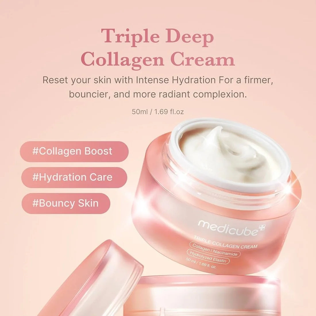 Collagen Cream, Triple Collagen Cream, Anti Aging Face Cream, Korean Skincare Cream, Firming Face Cream, Hydrating Moisturizer, Wrinkle Repair Cream, K Beauty Pakistan, Plump Skin Cream, Elasticity Boost Cream, Makeup Stash Pakistan