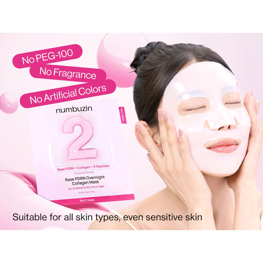 Numbuzin - No.2 Rose PDRN Collagen Plumping Mask Sheet - Makeup Stash Pakistan