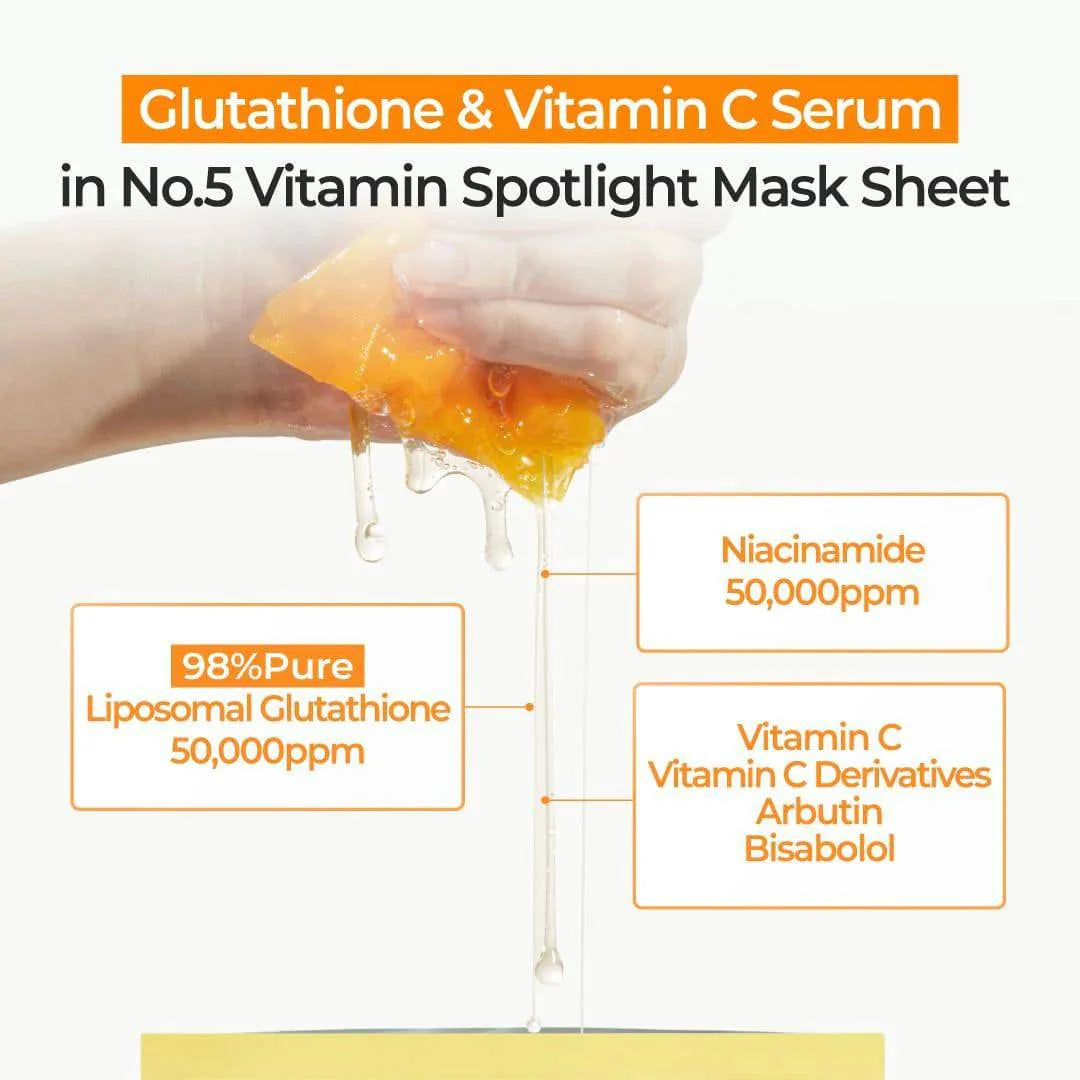 Numbuzin No.5 Vitamin Spotlight Sheet Mask 27ml - Makeup Stash Pakistan
