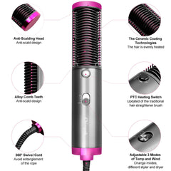One Step - 3 In 1 Hair Blow Dryer , Straightener & Comb Kit For Wet Dry Hair