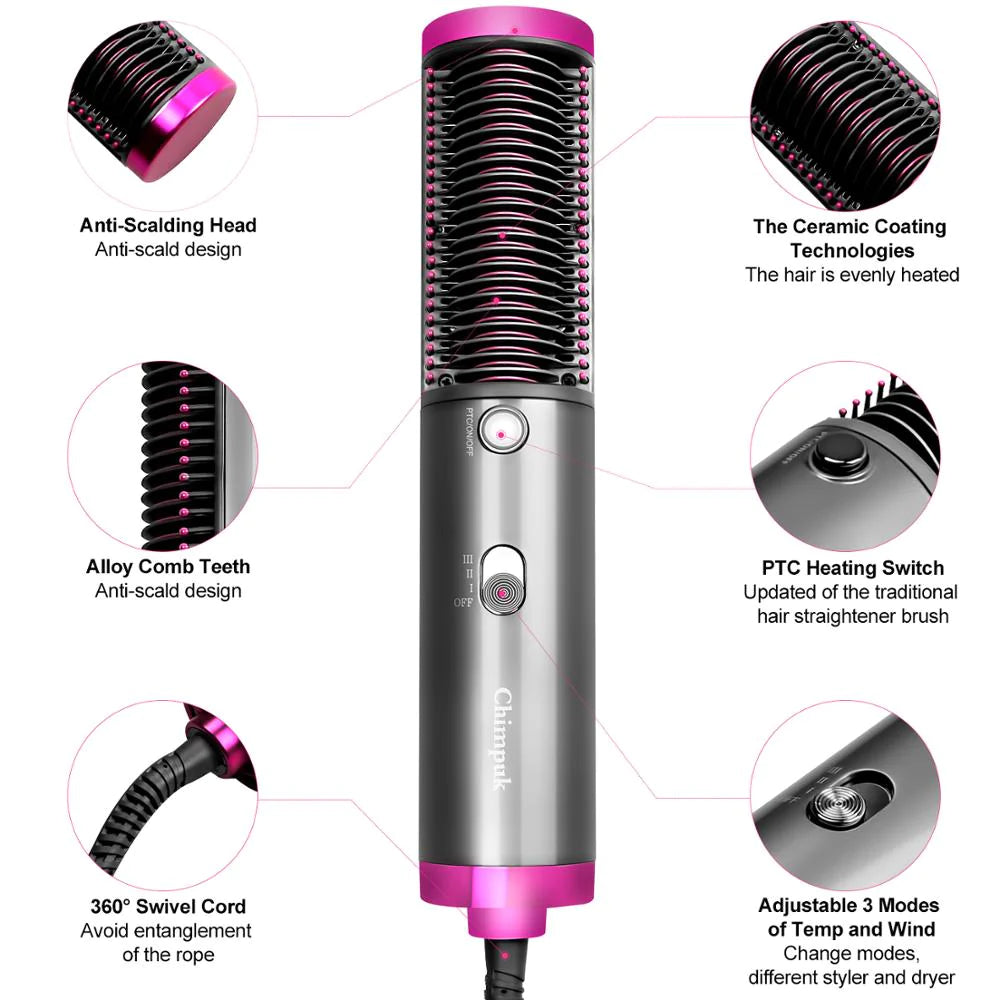 One Step - 3 In 1 Hair Blow Dryer , Straightener & Comb Kit For Wet Dry Hair - Makeup Stash Pakistan