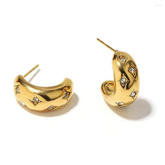 crystal hoop earrings, gold plated hoops women, stainless steel earrings women, sparkly hoop earrings, elegant earrings women, fashion jewelry hoops, lightweight earrings women - Makeupstashpk