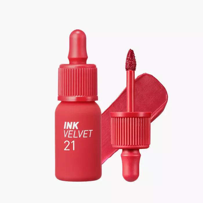 Velvet Lip Tint, Coral Red, Bold Soft Matte Korean Lip Tint, velvet lip stain, Long lasting Lip Color, Bold lip tint, Gradient lips - Makeup Stash Pakistan
