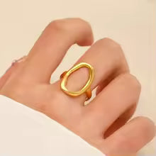 oval cut out ring, stainless steel ring women, minimalist ring, statement ring women, fashion jewelry, modern ring, women's accessories, geometric jewelry, stainless steel jewelry, trendy ring women, elegant ring - Makeupstashpk