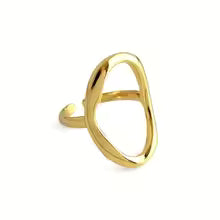 Geometric Oval Cut Out Stainless Steel Ring for Women | Modern Minimalist Statement Jewelry