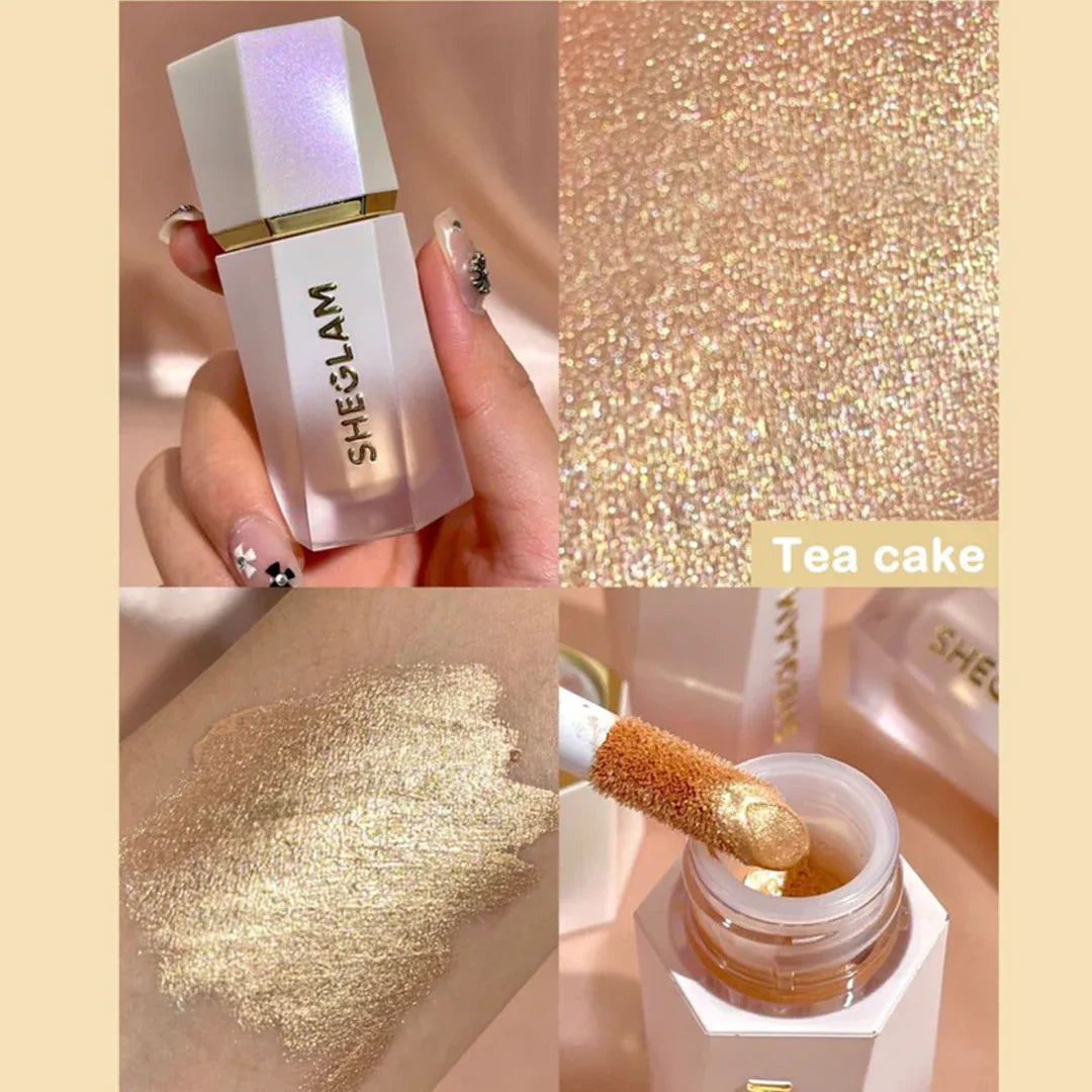 Glow Bloom highlighter ,liquid  , champagne shimmer , radiant face , cream liquid illuminator , long lasting , Makeupstashpk

