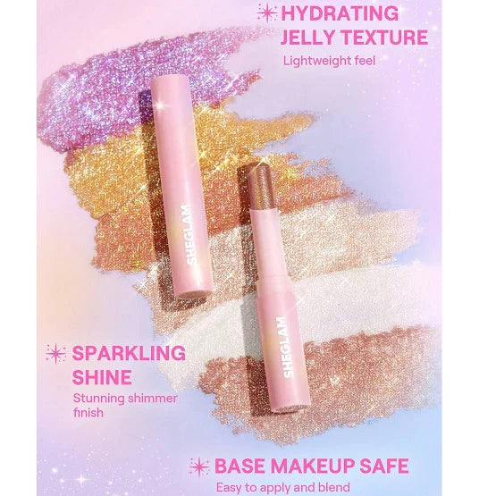 Shimmer Eyeshadow , Buildable Shimmer Stick , Long Lasting Glow , Jelly Texture , Highlighter Stick, Blush Stick , Makeupstashpk