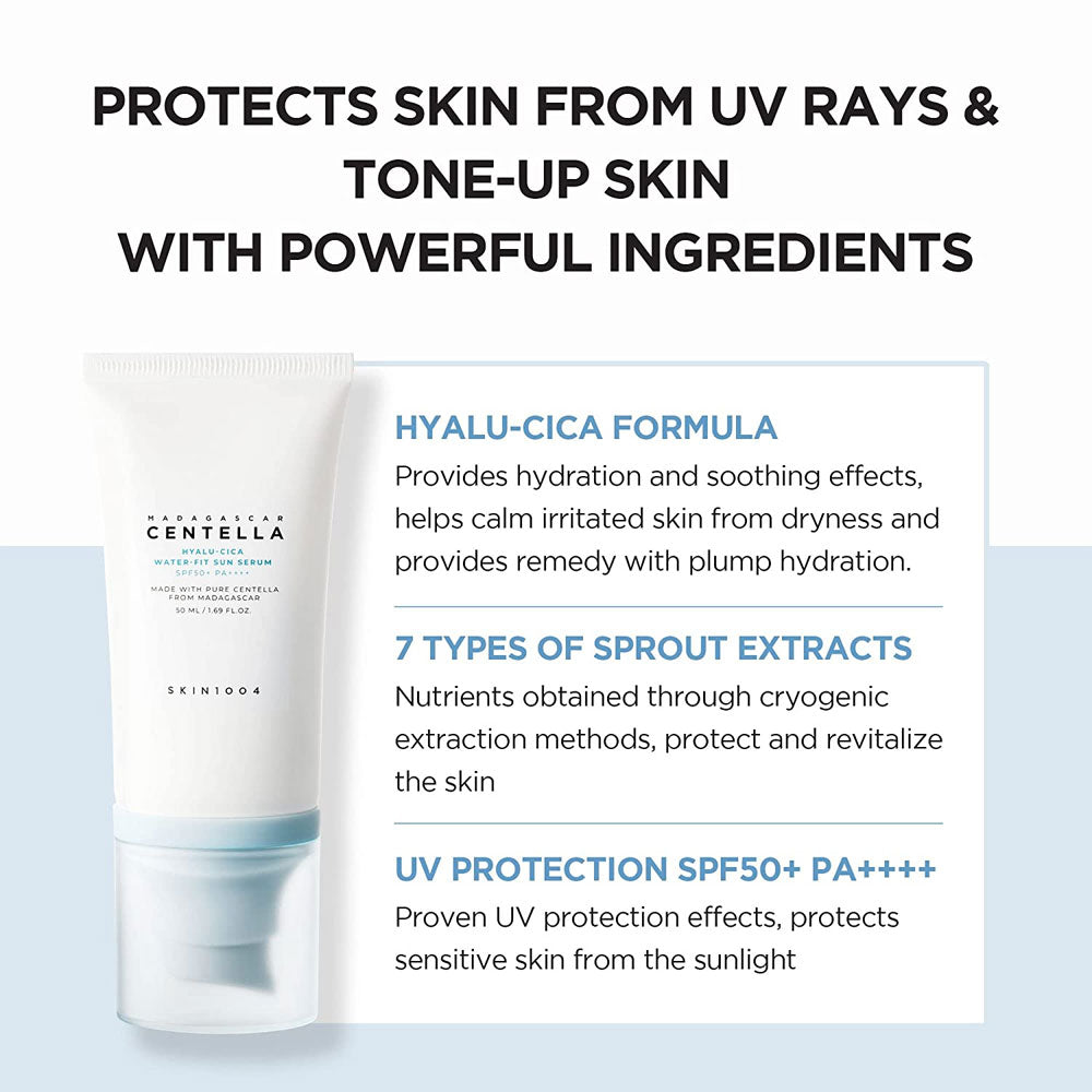 Skin1004 Madagascar Centella Hyallu-Cica Water Fit Sun Serum  50ml - Makeup Stash Pakistan