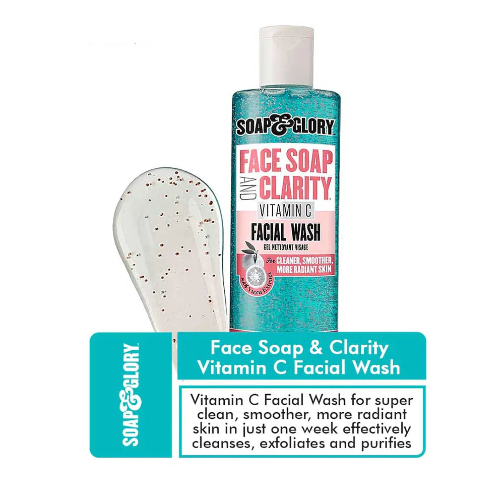 Soap and Glory Facial Cleanser, Brightening Face Wash,Daily Face Cleanser,Vitamin C Cleanser,Face Wash,Radiance Boosting Cleanser, Gentle Facial Cleanser, Cleanser for Dull Skin,Refreshing Face Wash Glow, Enhancing Cleanser, Vitamin C Skincare - Makeupstashpk