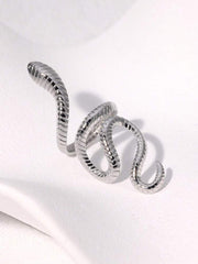 Silver snake ring, serpent ring, stainless steel snake ring, silver plated ring, coiled snake ring, wrap around ring, statement ring women, serpent jewelry, snake jewelry, fashion ring women, edgy jewelry, symbolic ring, silver statement ring, women's accessories - Makeupstashpk