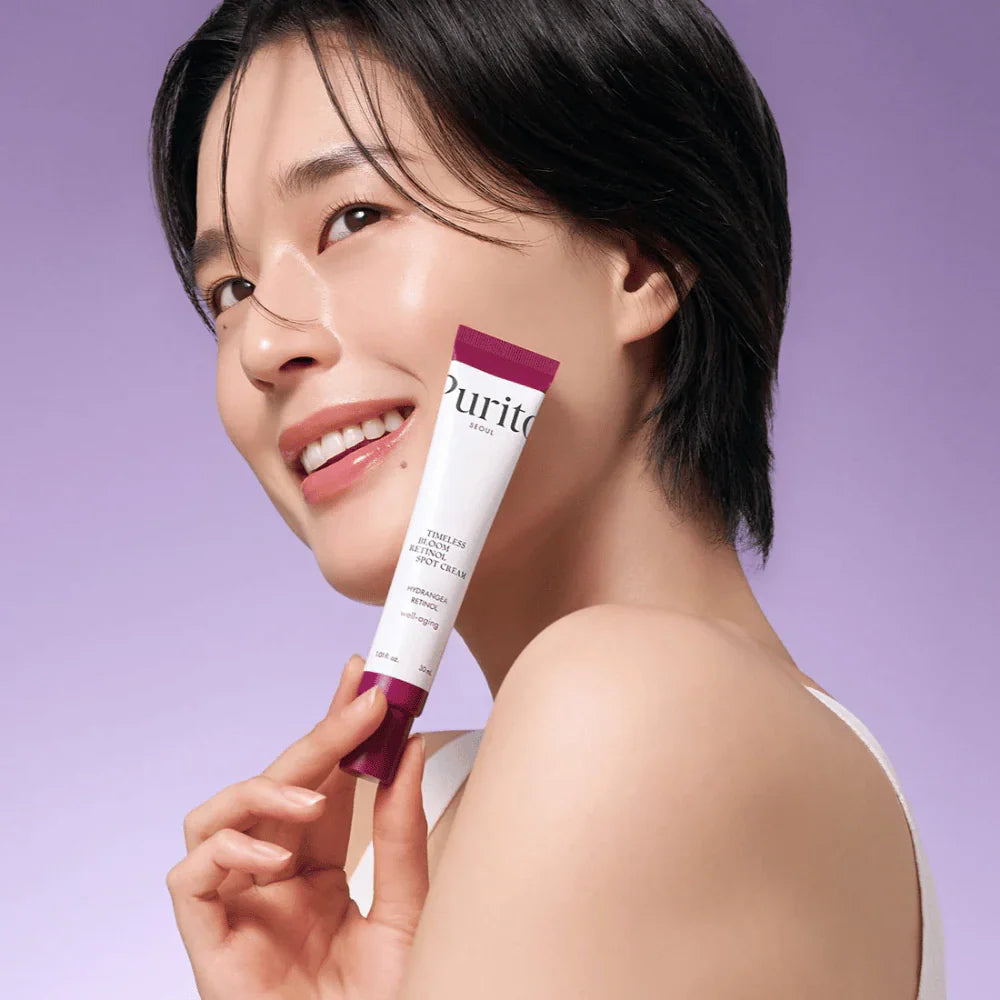 retinol spot treatment, dark spot corrector cream, Korean skincare retinol, acne scar removal cream, anti-aging cream Korea, pigmentation cream, Purito Timeless Bloom, retinol cream for beginners - Makeup Stash Pakistan