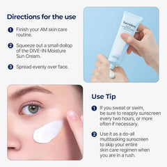 Torriden, Dive In Sun Cream, Torriden Sunscreen, Korean Sunscreen, Watery Sun Cream, Hydrating Sunscreen, Lightweight SPF, No White Cast Sunscreen, Korean Skincare, Moisturizing Sunscreen - Makeupstashpk