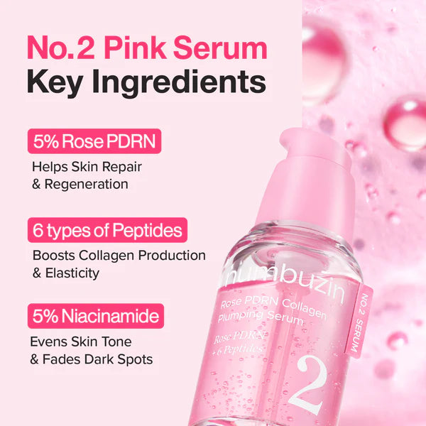 Numbuzin - No.2 Rose PDRN Collagen Plumping Serum 30ml - Makeup Stash Pakistan