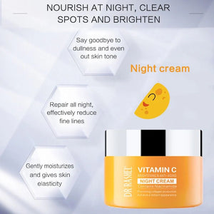 Night Cream, Brightening Night Cream, Anti-Aging Night Cream, Hydrating Night Cream, Vitamin C Skincare, Dark Spot Night Treatment, Fine Lines & Wrinkle Cream, Niacinamide Night Cream, Radiant Skin Cream, Dr Rashel Skincare, Overnight Repair Cream - Makeup Stash Pakistan