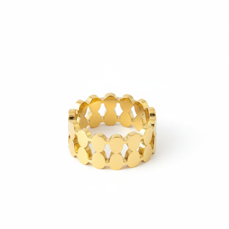 Gold-Plated Stainless Steel Adjustable Geometric Ring | Tarnish-Free Open Band Ring for Women