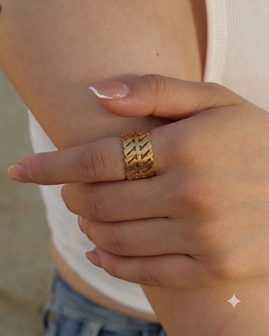 Gold plated ring, lattice weave ring, adjustable ring women, gold fashion ring, woven ring design, open band ring, elegant gold ring, statement ring women, trendy jewelry, adjustable gold ring, women's accessories, gift for her, luxury style jewelry - Makeupstashpk