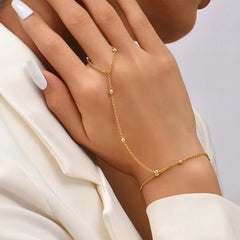 hand chain bracelet, gold plated hand chain, finger bracelet women, elegant hand jewelry, dainty bracelet women, trendy hand chain - Makeupstashk
