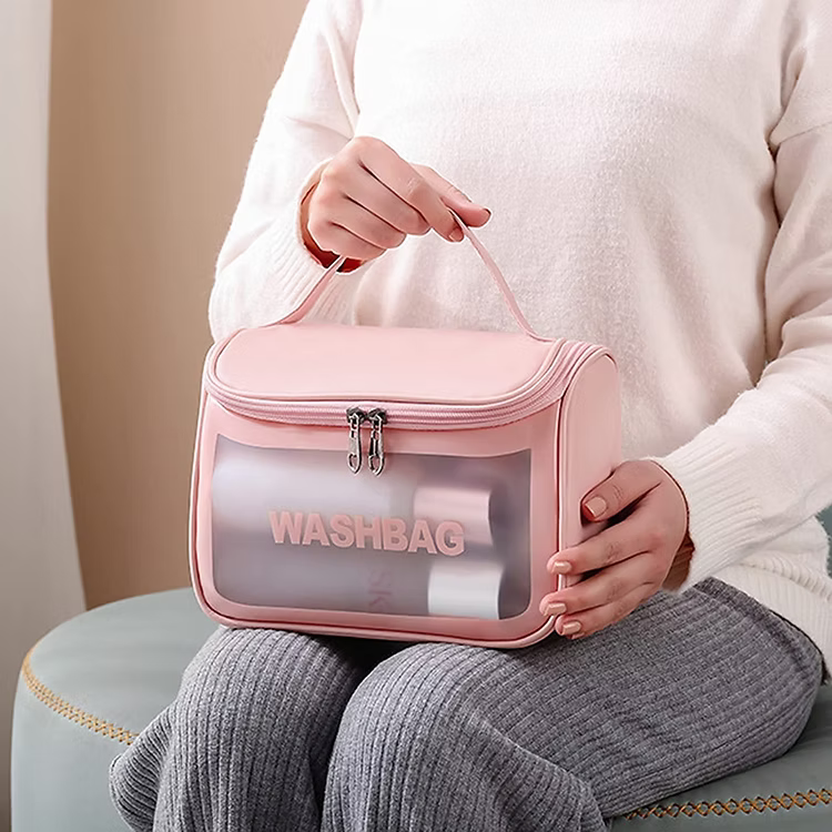 Wash Bag Transparent Waterproof PVC Travel Cosmetic,Makeup Organizer & Toiletry Pouch - Makeup stash Pakistan