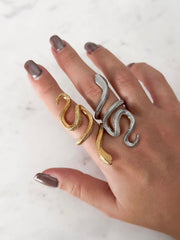 Silver snake ring, serpent ring, stainless steel snake ring, silver plated ring, coiled snake ring, wrap around ring, statement ring women, serpent jewelry, snake jewelry, fashion ring women, edgy jewelry, symbolic ring, silver statement ring, women's accessories - Makeupstashpk