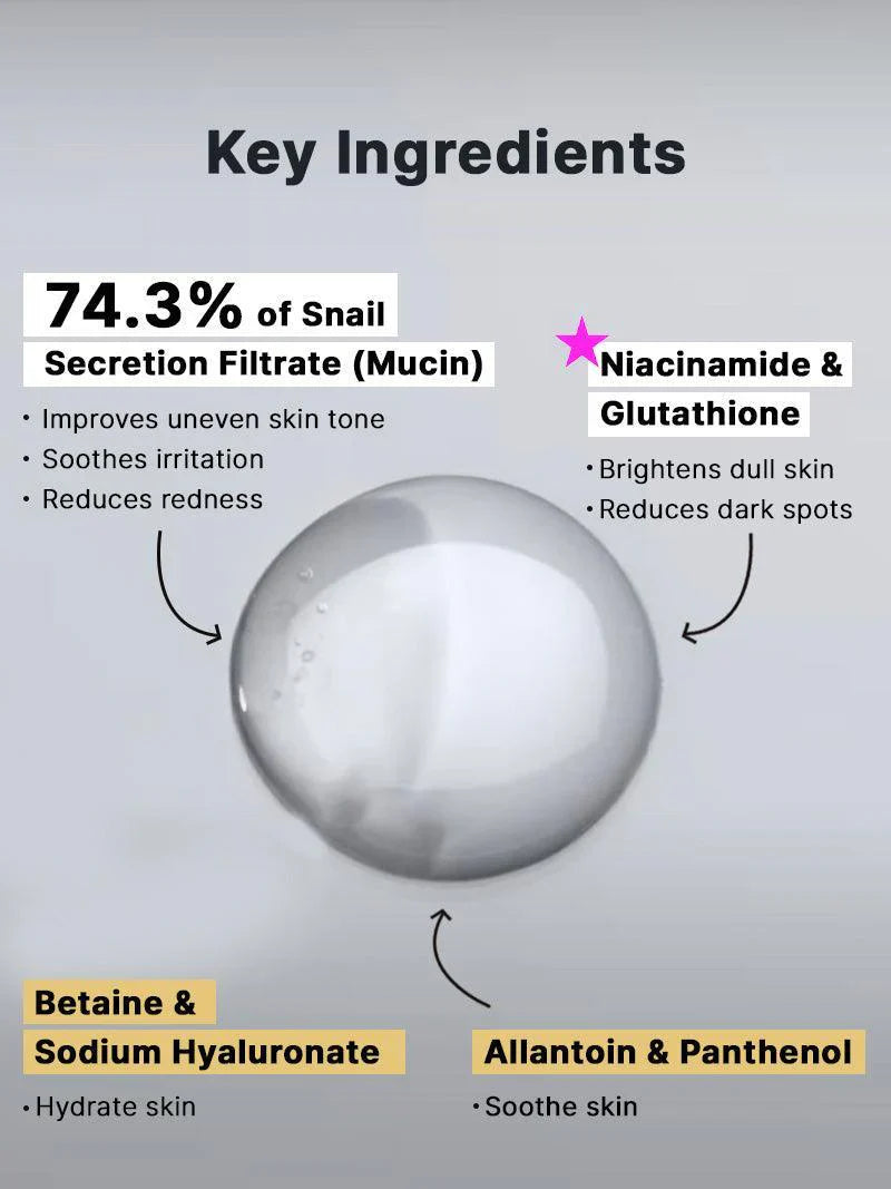 Brightening , Repairingc, Snail Mucin Serum , All Skin Type , Makeupstashpk