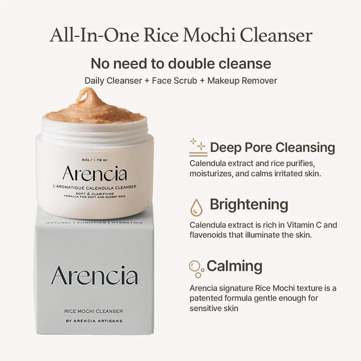 Arencia Calendula Rice Mochi Cleanser 120g – Nourishing & Soothing Face Cleanser