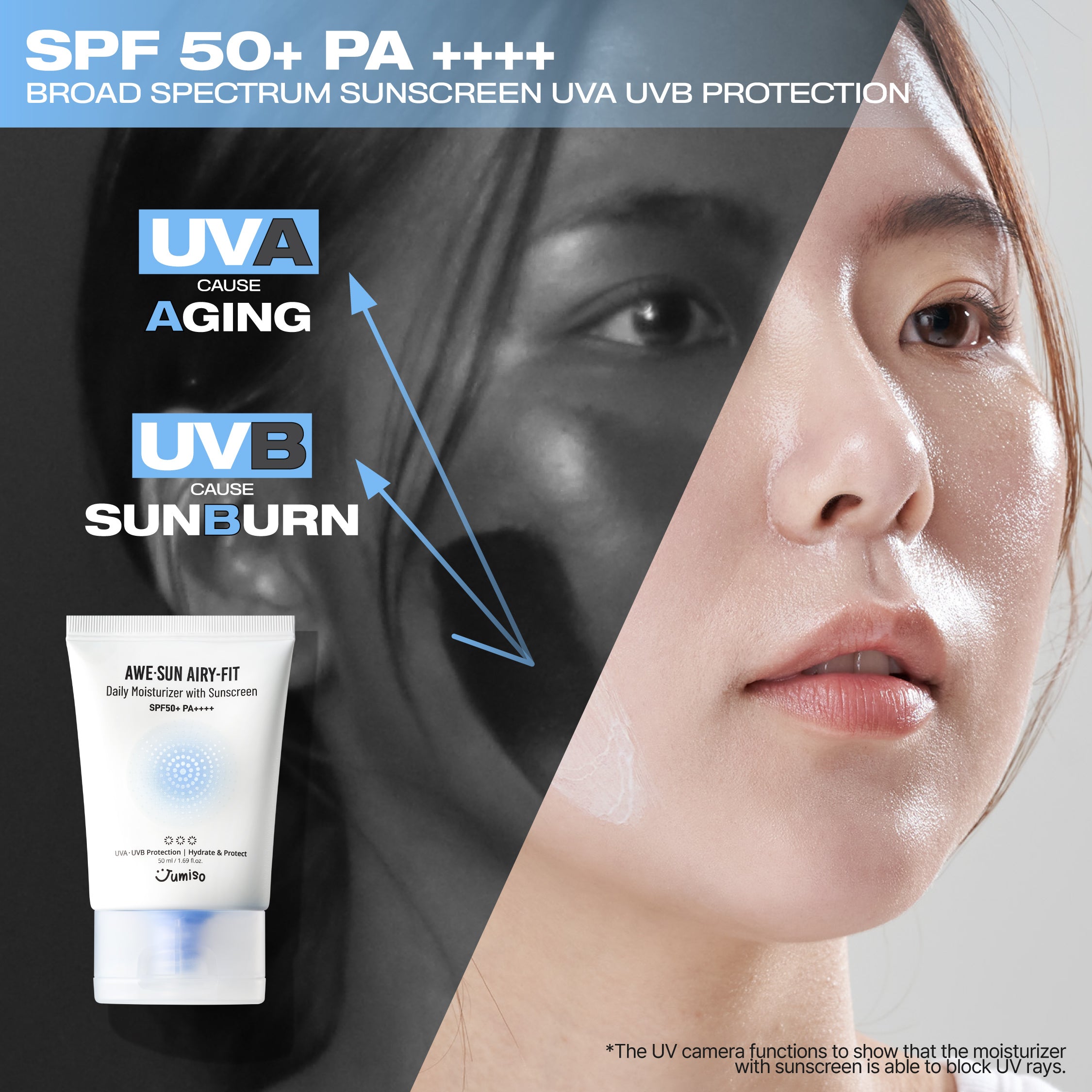 Jumiso Awe-Sun Airy Fit Daily Moisturizer With Sunscreen SPF50+ PA+++ 50ml - Makeup Stash Pakistan