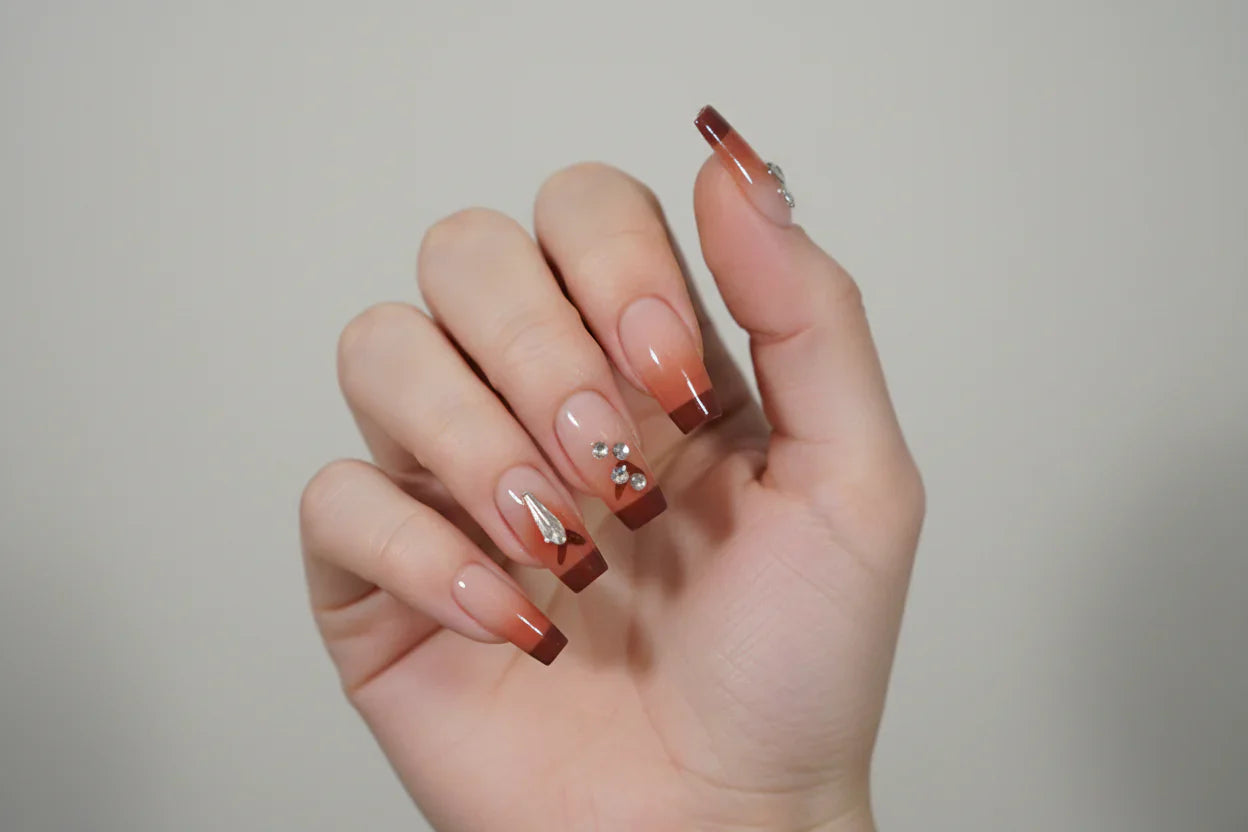  Press-On Nails , Artificial Nails, Double-Sided, Nail Glue Stic, Reusable False Nails, Salon Style Sake Nails , Trendy Fake Nails , Makeupsashpk