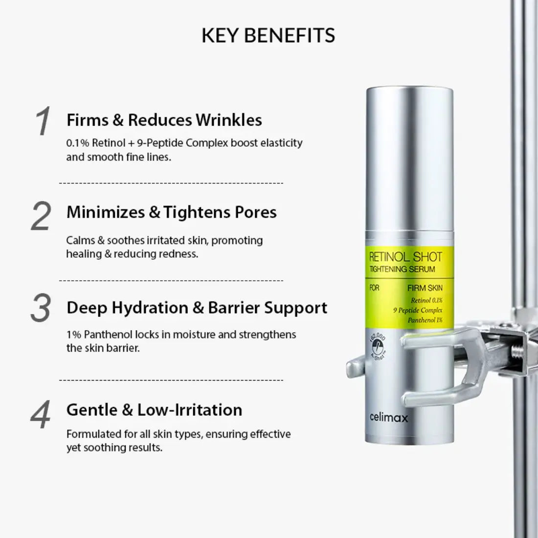 celimax retinol serum, retinol tightening serum, anti aging serum, korean retinol serum, wrinkle repair serum, skin firming serum, retinol for beginners, pore tightening serum,Makeupstashpk